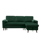 Green 88 Velvet Corner Sleeper Sectional Sofa with Pull-Out Bed
