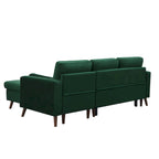 Green 88 Velvet Corner Sleeper Sectional Sofa with Pull-Out Bed