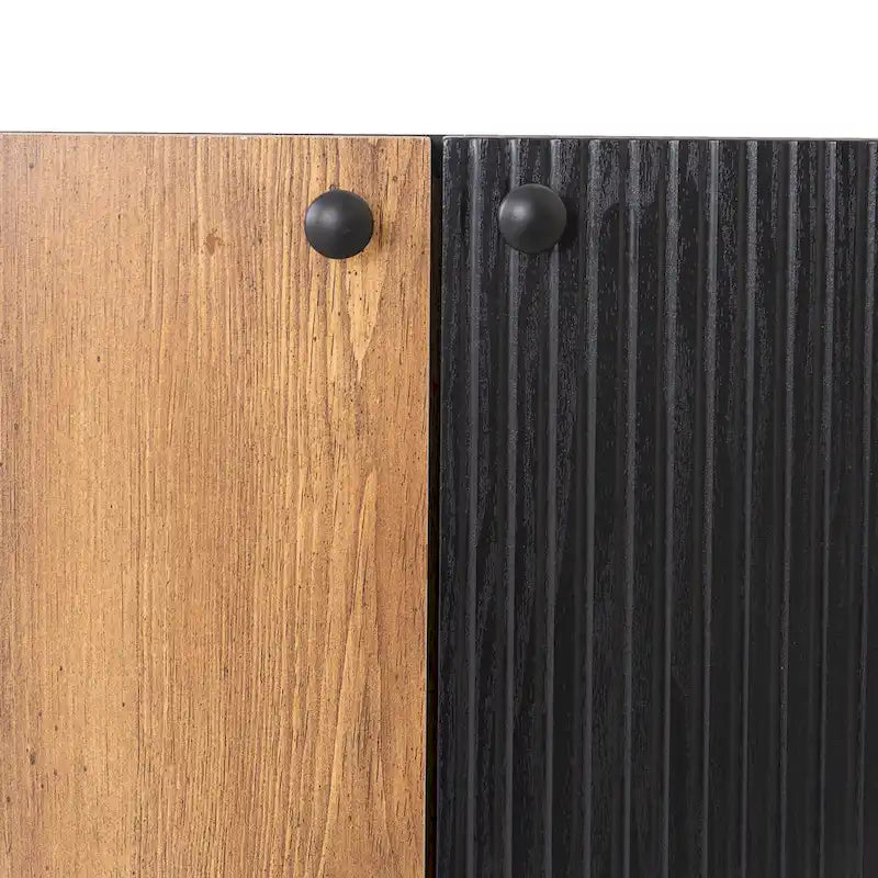 Mid Century TV Stand with 3 Cabinets, Media Console Table for TVs up to 70, Entertainment Center with Storage