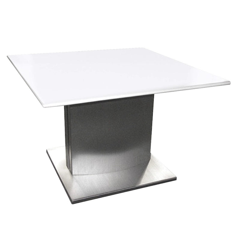 HomeRoots 22 White And Silver Marble And Metal Square Pedestal End Table - 21.5' X '22' X '21.5