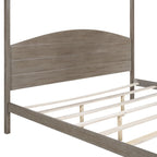 King Size Pine Canopy Platform Bed w/ Classic Wood Headboard Upholstered Bed Frame, No Box Spring Needed, Easy Assembly