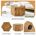 Hexagonal Coffee Table Textured Coffee Table with Non-slip Foot Mat Living Room End Table for Small Space