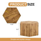 Hexagonal Coffee Table Textured Coffee Table with Non-slip Foot Mat Living Room End Table for Small Space