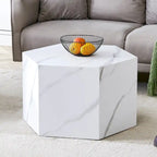 Hexagonal Coffee Table Textured Coffee Table with Non-slip Foot Mat Living Room End Table for Small Space
