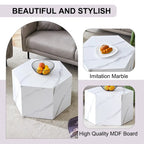 Hexagonal Coffee Table Textured Coffee Table with Non-slip Foot Mat Living Room End Table for Small Space