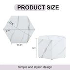 Hexagonal Coffee Table Textured Coffee Table with Non-slip Foot Mat Living Room End Table for Small Space