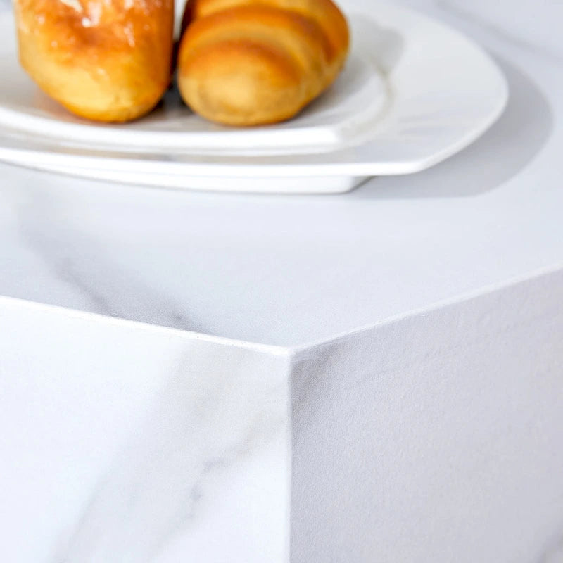 Hexagonal Coffee Table Textured Coffee Table with Non-slip Foot Mat Living Room End Table for Small Space