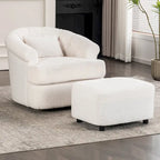 Velvet Swivel Chair with Ottoman