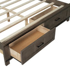 Queen Wood Platform Bed with 8 Shelves, 2 Drawers, Barn Door LED Design & USB