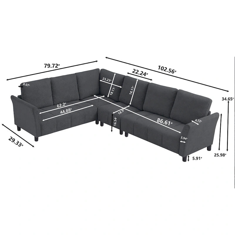 102.56 Wide Reversible Sectional Sofa with Corner Lounge Seat