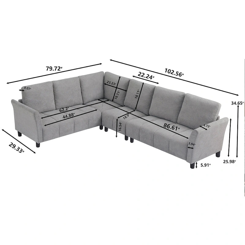 102.56 Wide Reversible Sectional Sofa with Corner Lounge Seat