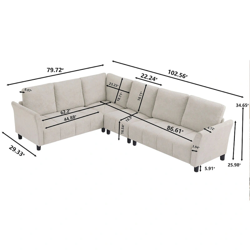 102.56 Wide Reversible Sectional Sofa with Corner Lounge Seat