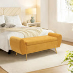 Upholstered 56W Flip Top Storage Bench with arms