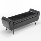 Upholstered 56W Flip Top Storage Bench with arms
