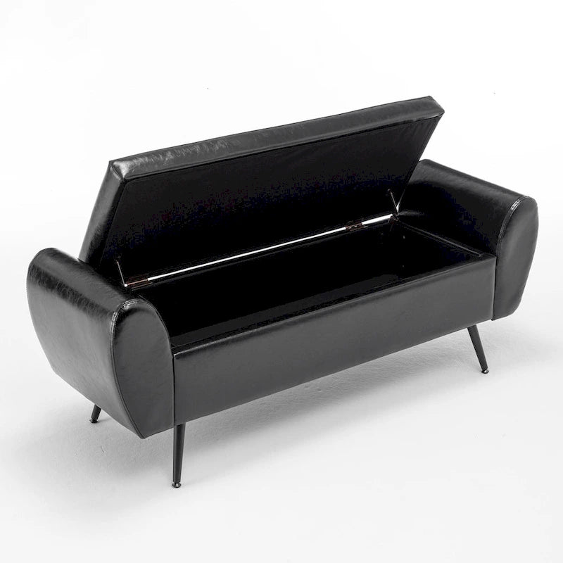 Upholstered 56W Flip Top Storage Bench with arms