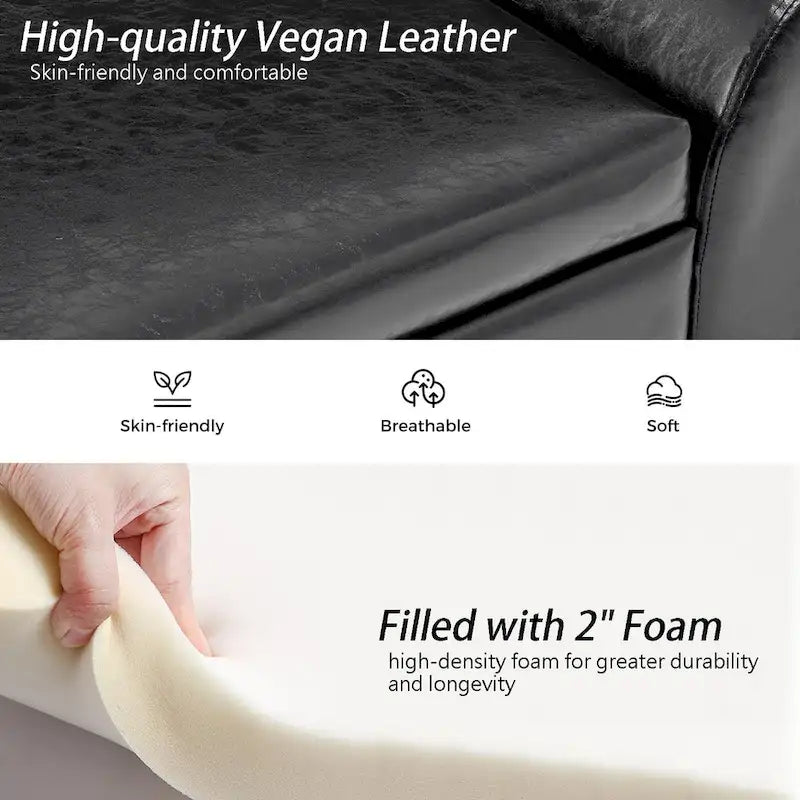 Upholstered 56W Flip Top Storage Bench with arms