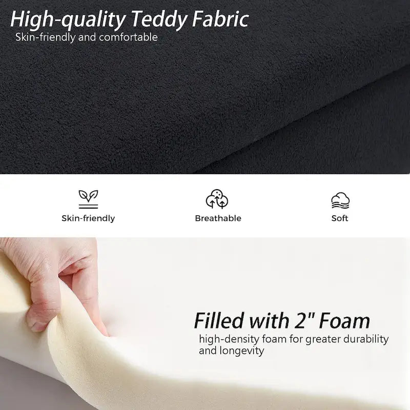 Upholstered 56W Flip Top Storage Bench with arms