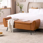 Upholstered 56W Flip Top Storage Bench with arms