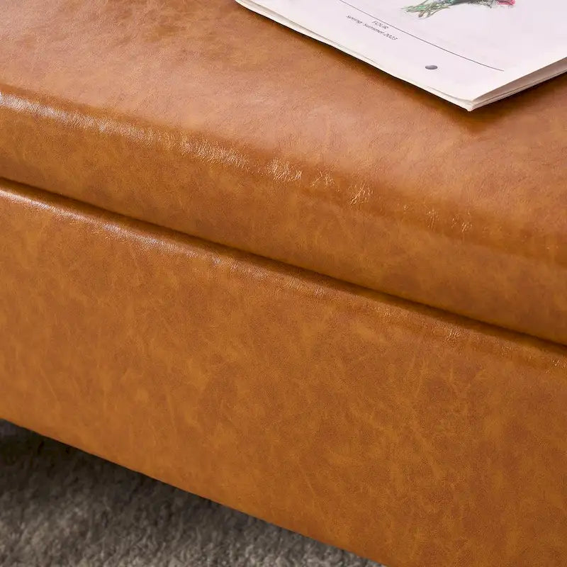 Upholstered 56W Flip Top Storage Bench with arms