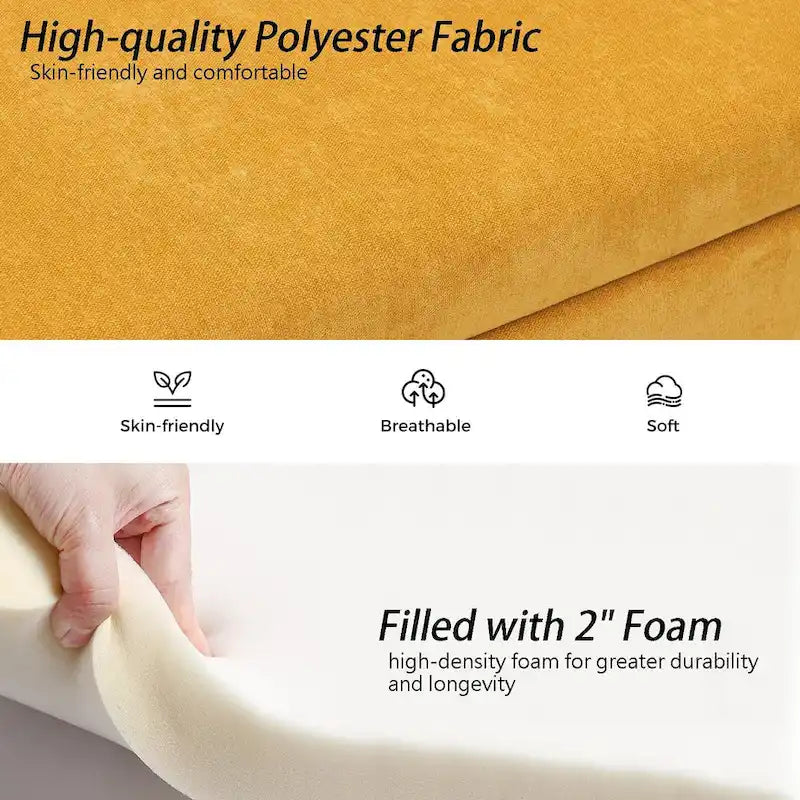 Upholstered 56W Flip Top Storage Bench with arms