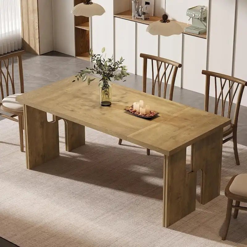 63 Dining Table Rectangle Kitchen Table with Modern Aesthetic Legs