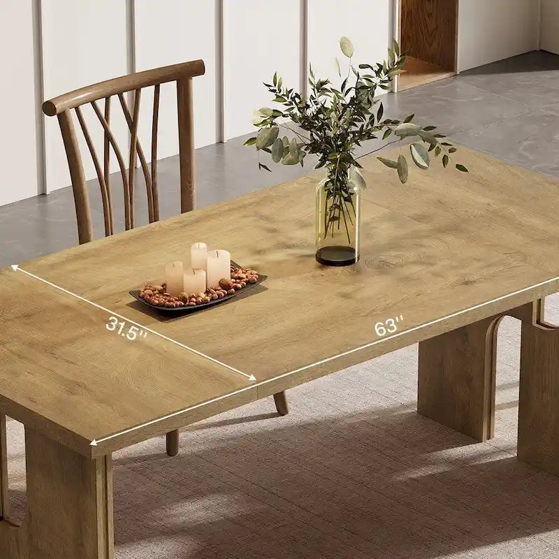 63 Dining Table Rectangle Kitchen Table with Modern Aesthetic Legs