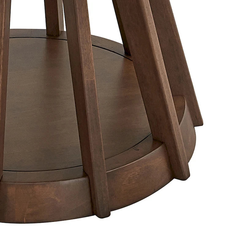 5 Pcs Solid Wood Dining Table Set, Round Kitchen Furniture Set with Wooden Pedestal Kitchen Table and 4 Upholstered Chairs