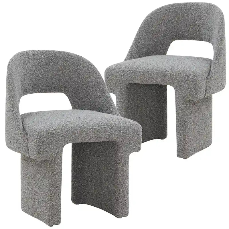 Boucle Set of 2 Modern Elegant Upholstered Accent Chair with MDF Wood Frame for Home Office Living Room & Bedroom