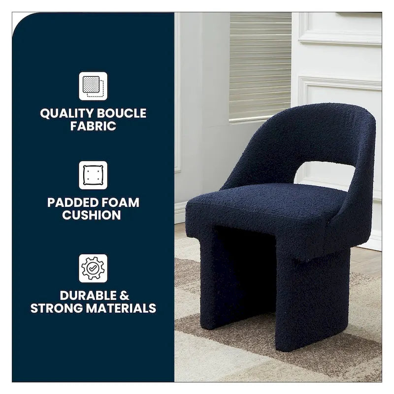 Boucle Set of 2 Modern Elegant Upholstered Accent Chair with MDF Wood Frame for Home Office Living Room & Bedroom