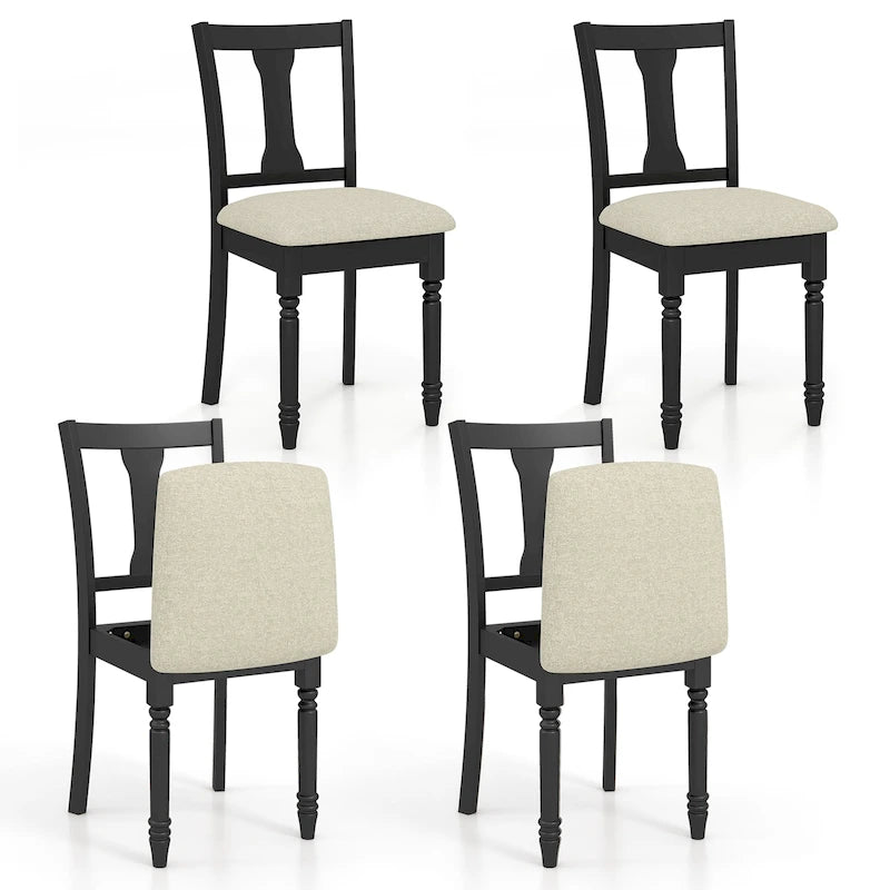 Gymax Set of 4 Upholstered Wooden Dining Chair w/ Seat Storage Space