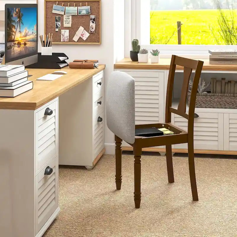 Gymax Set of 4 Upholstered Wooden Dining Chair w/ Seat Storage Space