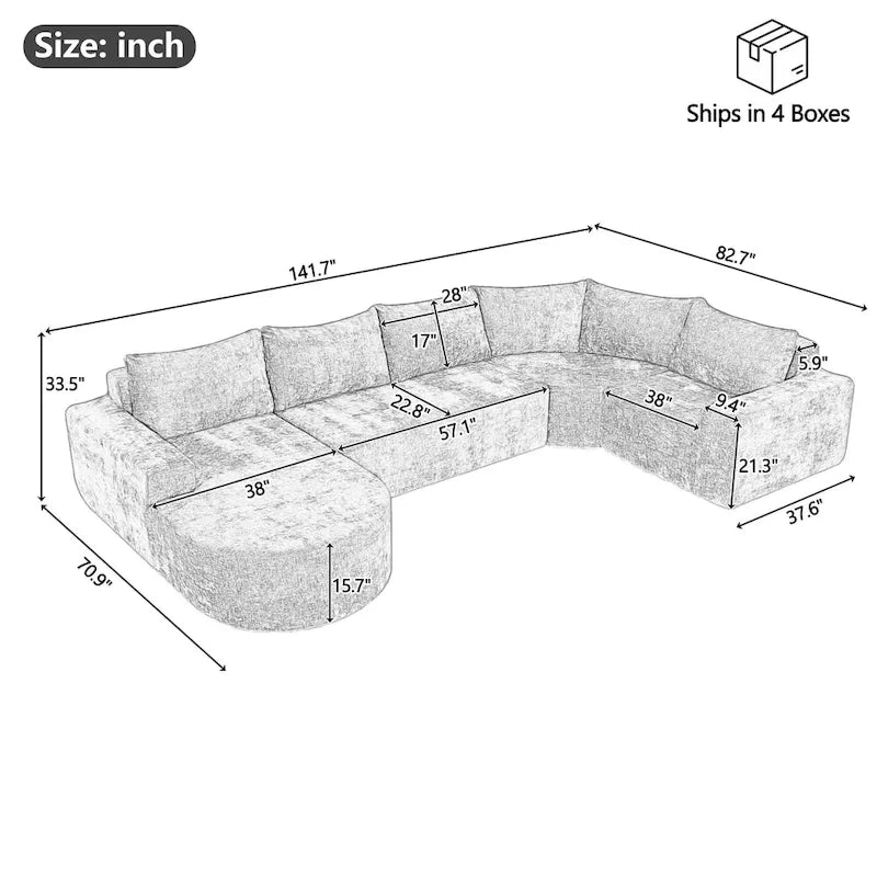 Modular Sectional Sofa Living Room Floor Couch Chaise Lounge