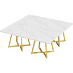 31.5 Inches Wood Square Dinner Table with Metal Base