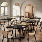 31.5 Inches Wood Square Dinner Table with Metal Base