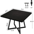 31.5 Inches Wood Square Dinner Table with Metal Base