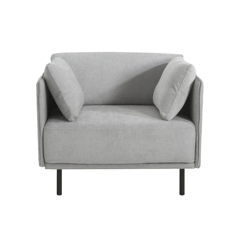 Modern 39.17 Upholstered Accent Chair with Solid Metal Legs and Pillow for Living Room