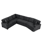 Black 126 L-Shaped 6-Seater Sofa with Pull-Out Bed and Cup Holders