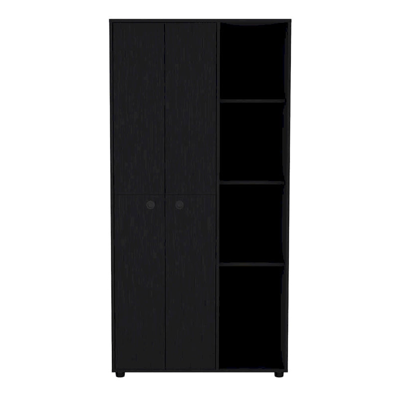 19.48 Modern Double-door Armoire with 2 Durable Metal Rods and Three Shelves