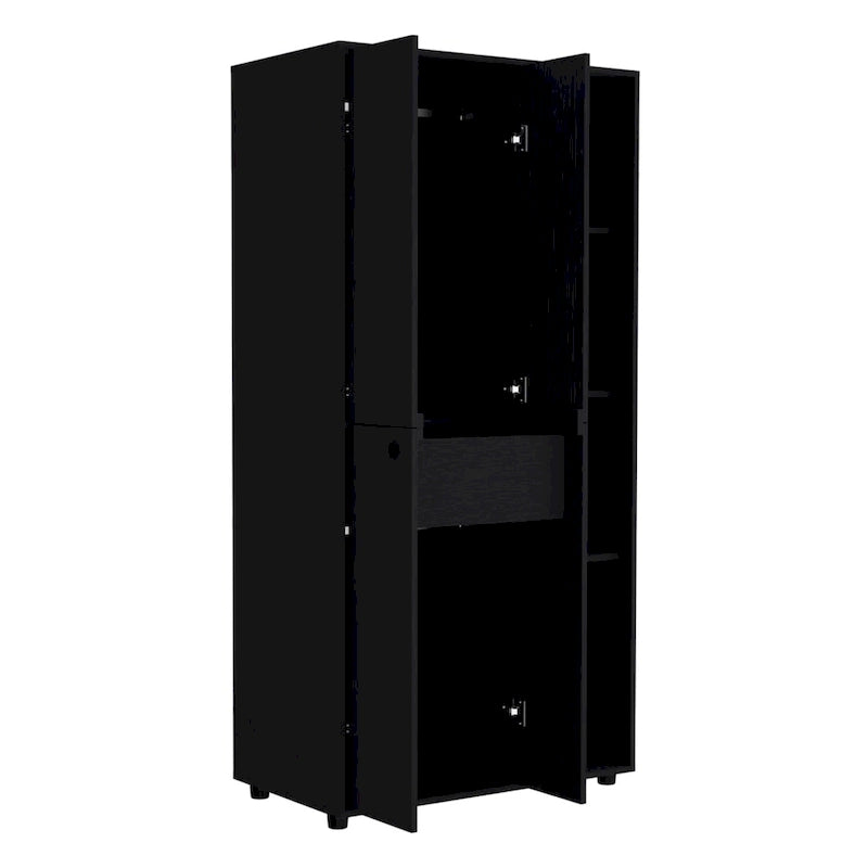 19.48 Modern Double-door Armoire with 2 Durable Metal Rods and Three Shelves