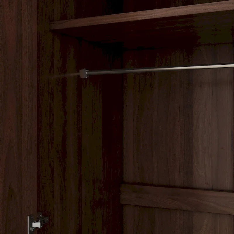 31.5 Rustic 2-Door Wooden Armoire with Hanging Rod and 3 Storage Shelves for Bedroom