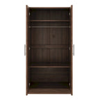 31.5 Rustic 2-Door Wooden Armoire with Hanging Rod and 3 Storage Shelves for Bedroom
