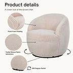 Roundhill Furniture Galleria 360 Swivel Teddy Sherpa Fabric Barrel Chair
