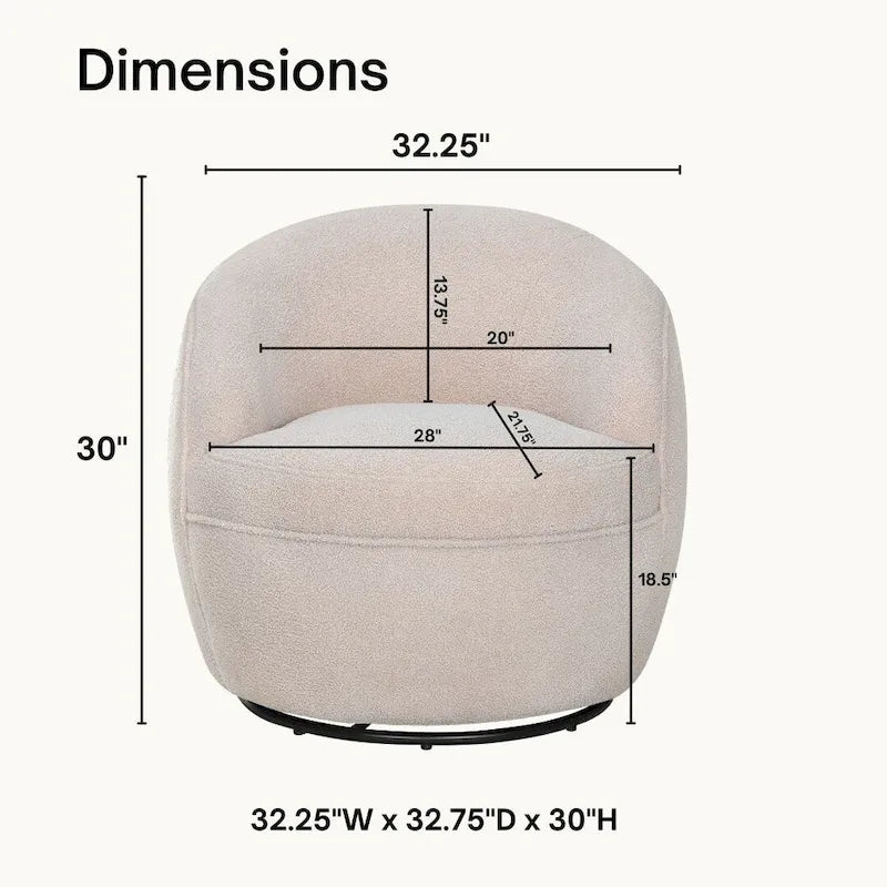 Roundhill Furniture Galleria 360 Swivel Teddy Sherpa Fabric Barrel Chair