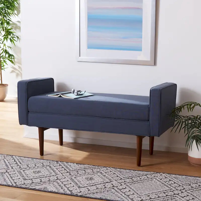 SAFAVIEH Rosalee Mid-Century Modern 25-inch Bench - 49 W x 18 L x 25 H - 49Wx18Dx25H