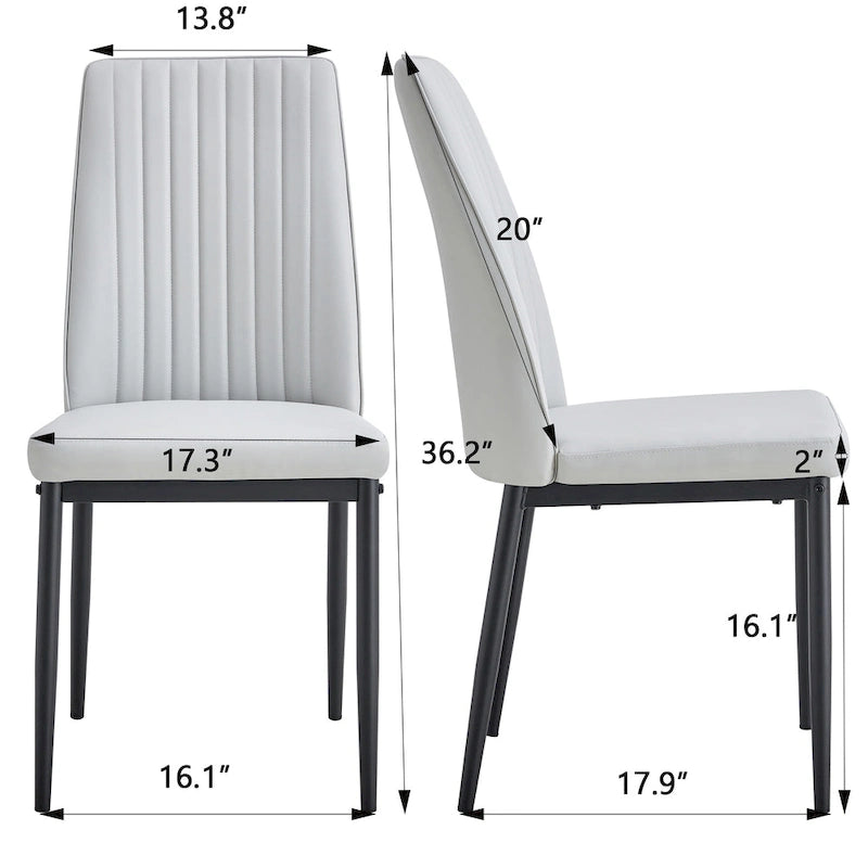 Dining Chairs Set of 4, Comfortable Upholstered Seat with Metal Legs, Curved Backrest