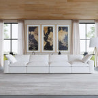 160.6 Modern Linen Upholstered Sofa Multiple Cushions Sectional Couch