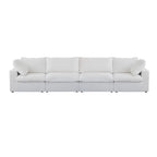 160.6 Modern Linen Upholstered Sofa Multiple Cushions Sectional Couch