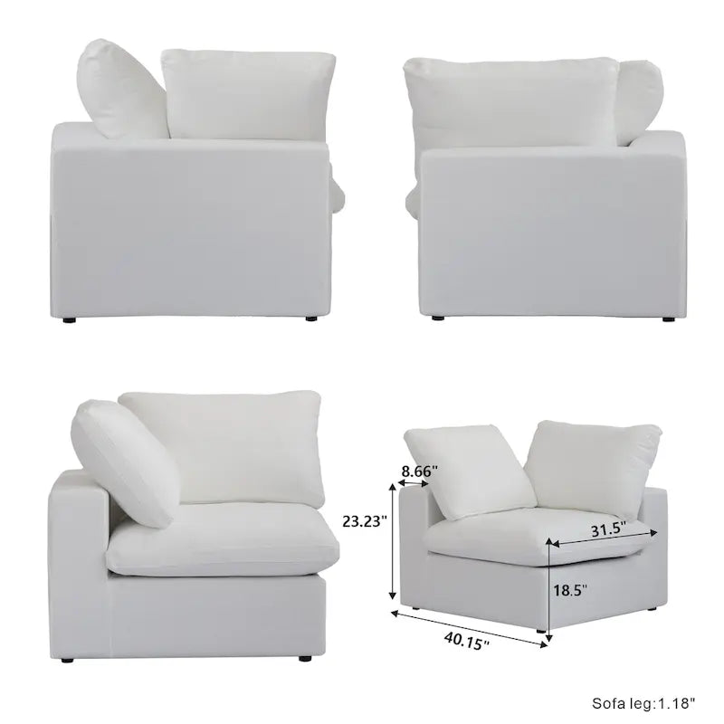 160.6 Modern Linen Upholstered Sofa Multiple Cushions Sectional Couch