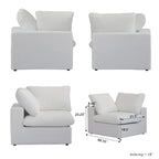 160.6 Modern Linen Upholstered Sofa Multiple Cushions Sectional Couch