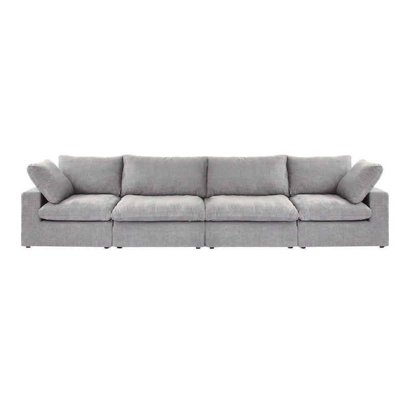 160.6 Modern Linen Upholstered Sofa Multiple Cushions Sectional Couch